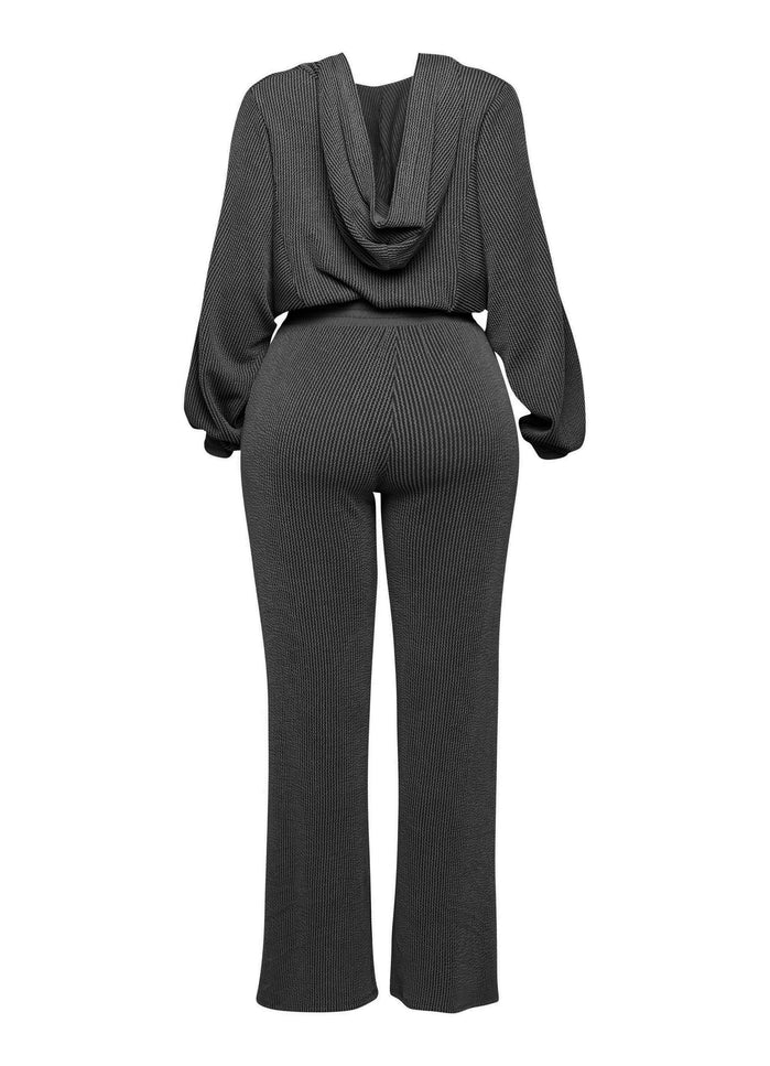 Zipper closure hoodie jacket & pants set - Muvin 