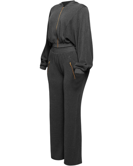 Zipper closure hoodie jacket & pants set - Muvin 