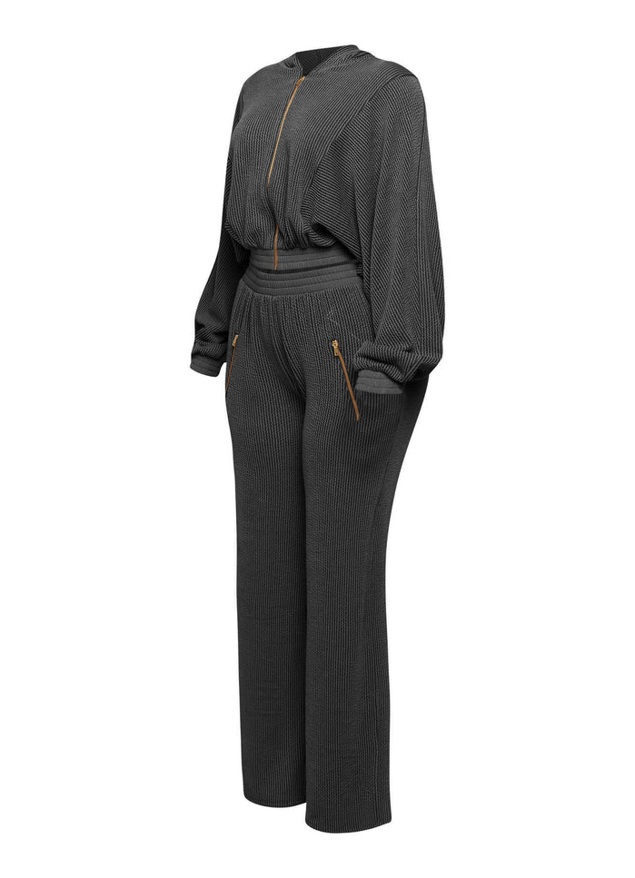 Zipper closure hoodie jacket & pants set - Muvin 