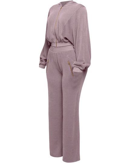 Zipper closure hoodie jacket & pants set - Muvin 