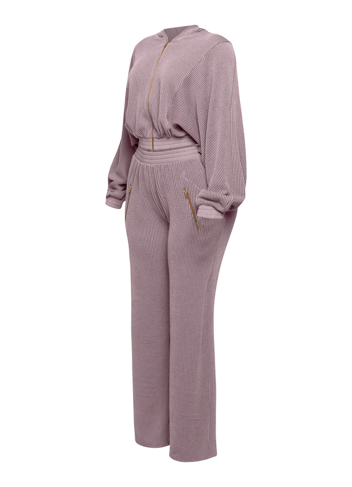 Zipper closure hoodie jacket & pants set - Muvin 