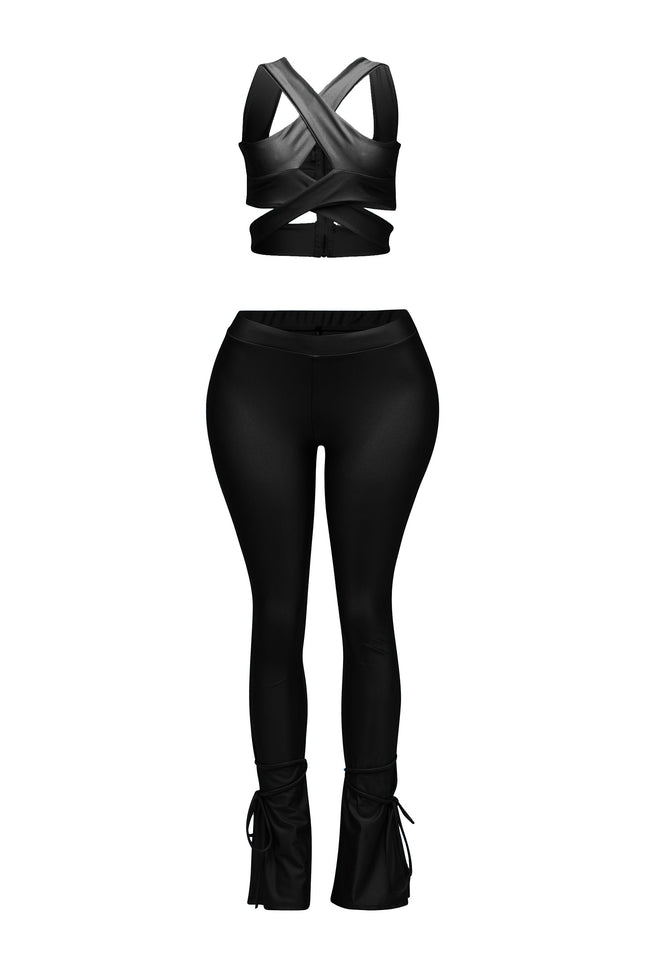 Cut out top & tide bottom pants set - Muvin 