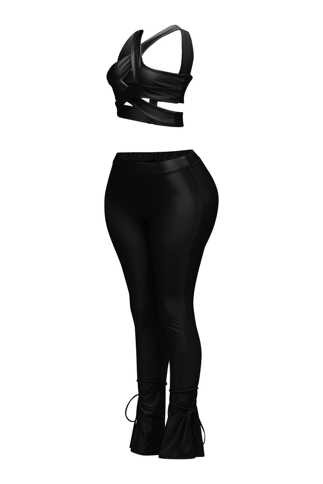 Cut out top & tide bottom pants set - Muvin 