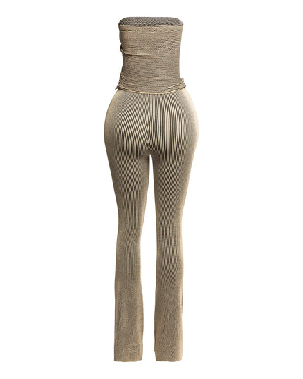 Strapless drawstring detailed top & pants set - Muvin 