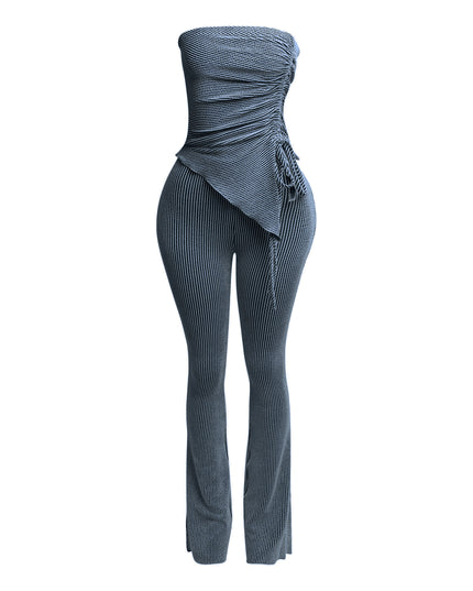 Strapless drawstring detailed top & pants set - Muvin 
