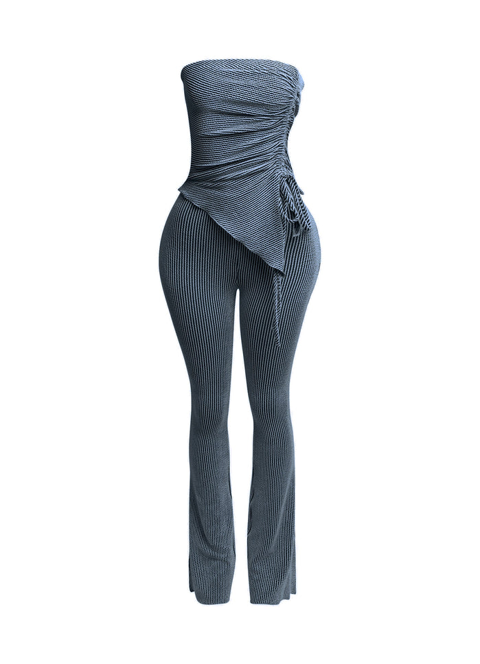 Strapless drawstring detailed top & pants set - Muvin 