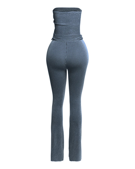 Strapless drawstring detailed top & pants set - Muvin 
