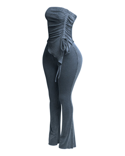 Strapless drawstring detailed top & pants set - Muvin 