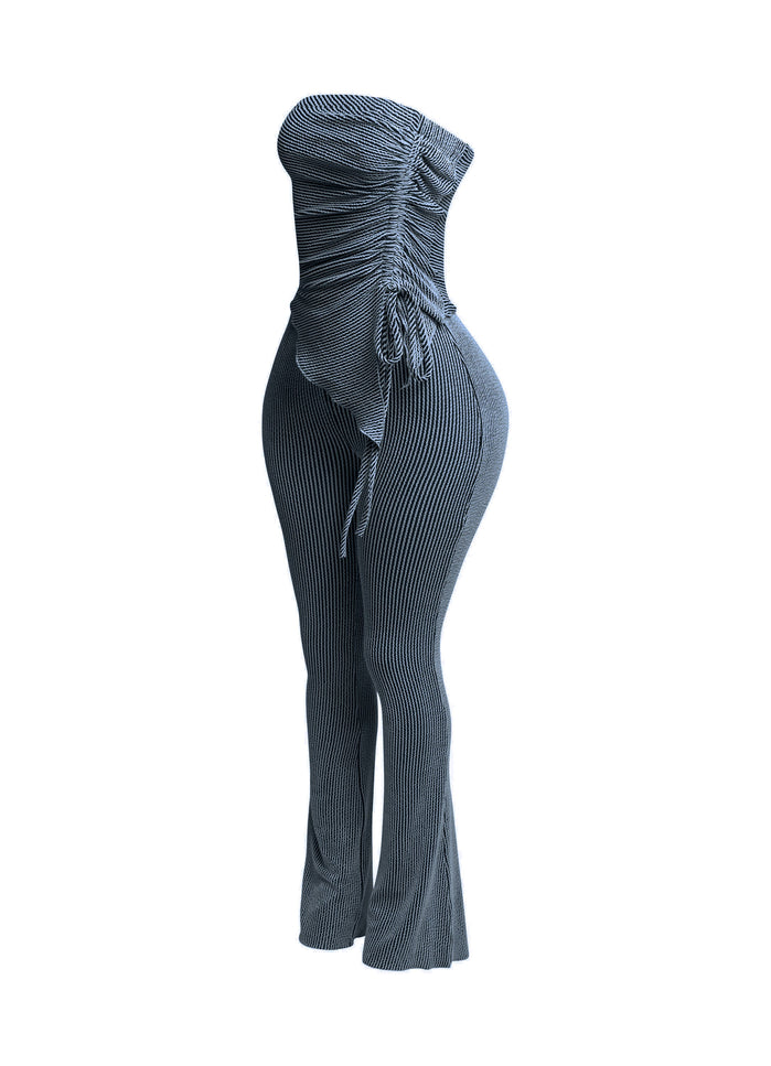 Strapless drawstring detailed top & pants set - Muvin 