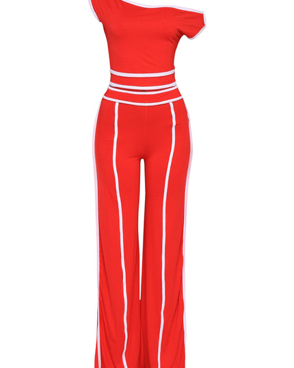 Color contrast detailed off shoulder SET - Muvin 