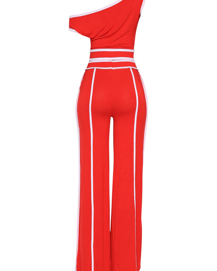 Color contrast detailed off shoulder SET - Muvin 