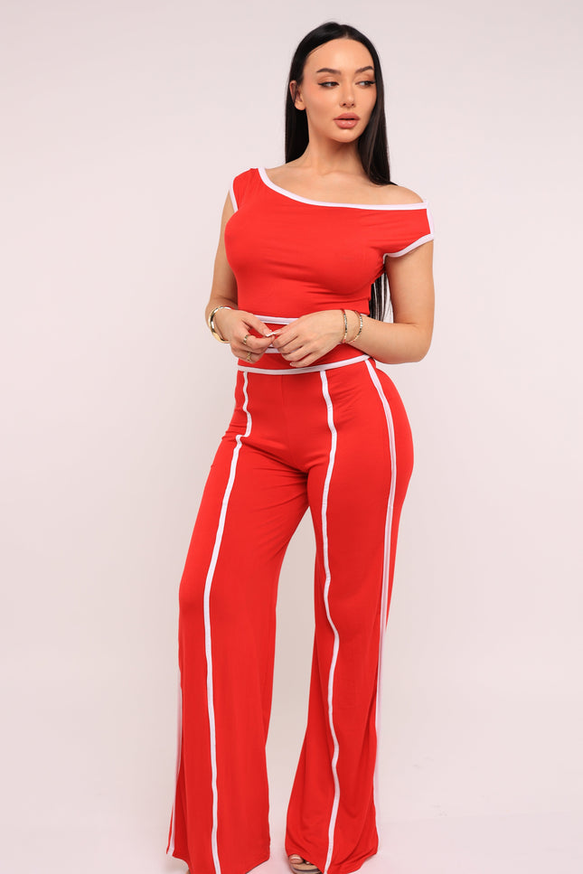 Color contrast detailed off shoulder SET. - Muvin 