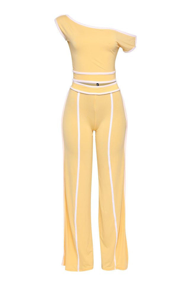 Color contrast detailed off shoulder SET. - Muvin 