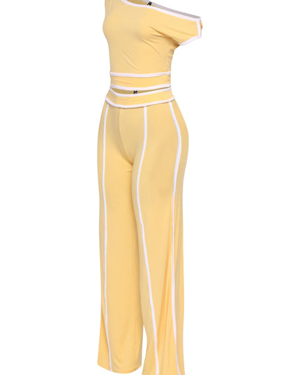 Color contrast detailed off shoulder SET. - Muvin 