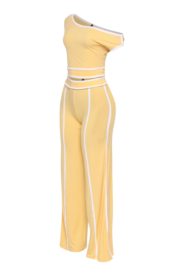 Color contrast detailed off shoulder SET. - Muvin 