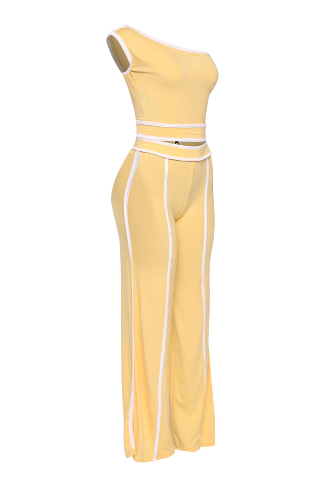 Color contrast detailed off shoulder SET. - Muvin 