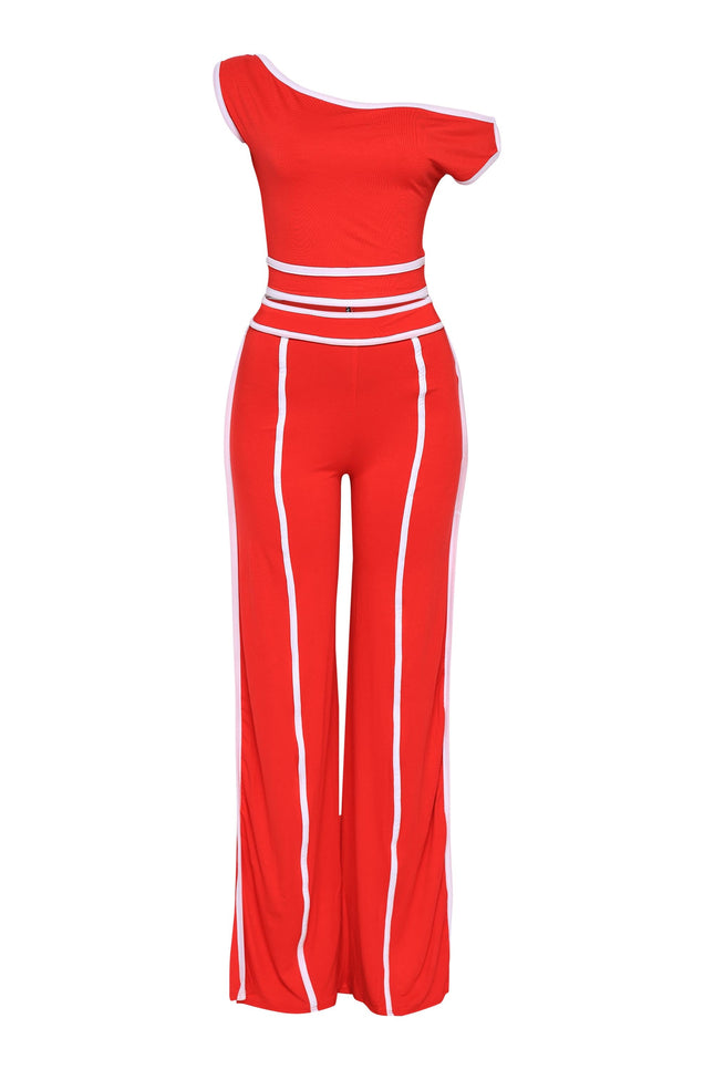 Color contrast detailed off shoulder SET. - Muvin 