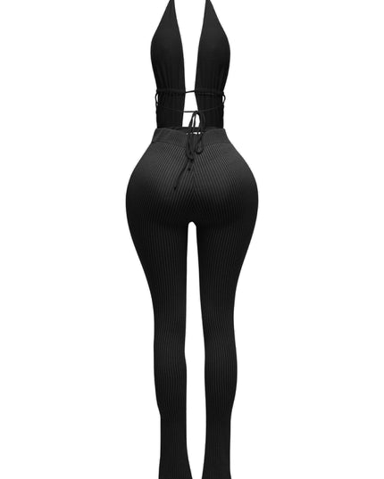 Halter open back bodysuit set - Muvin 