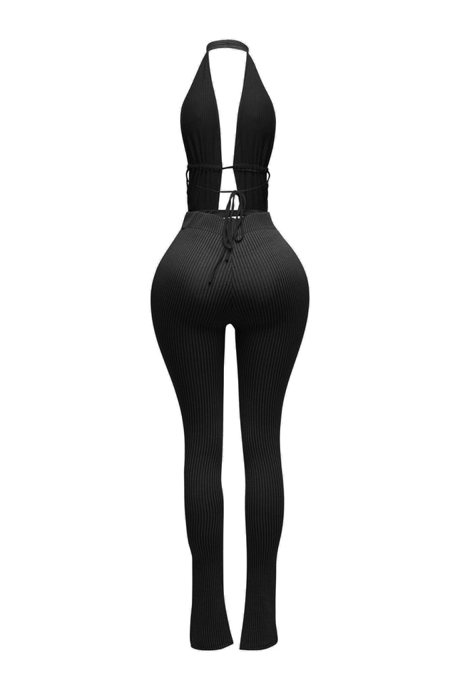 Halter open back bodysuit set - Muvin 