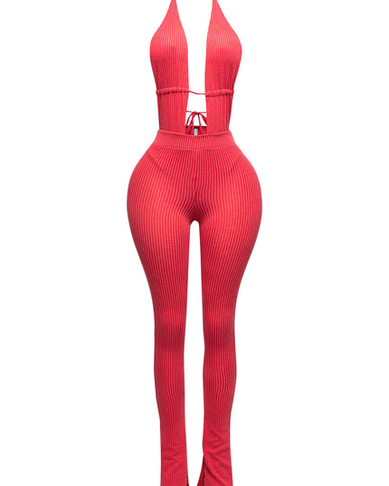 Halter open back bodysuit set - Muvin 