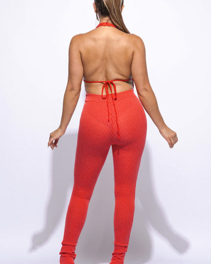 Halter open back bodysuit set - Muvin 