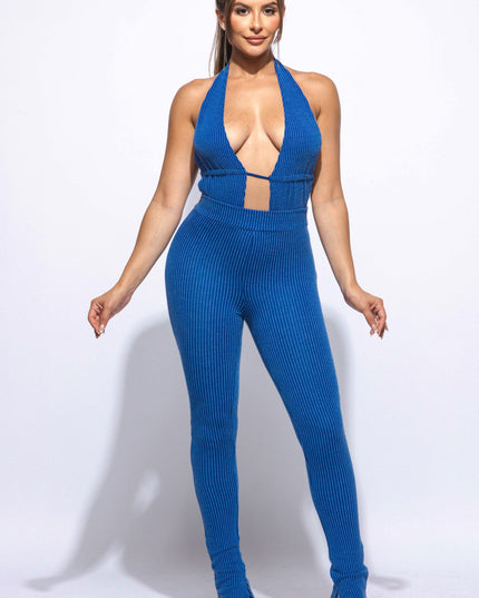 Halter open back bodysuit set - Muvin 