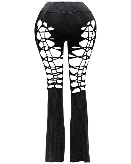 CUT AND TIE MINERAL WASH FLARED PANTS - Muvin 