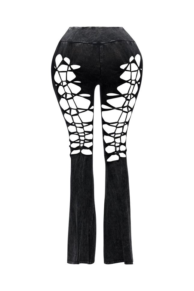 CUT AND TIE MINERAL WASH FLARED PANTS - Muvin 