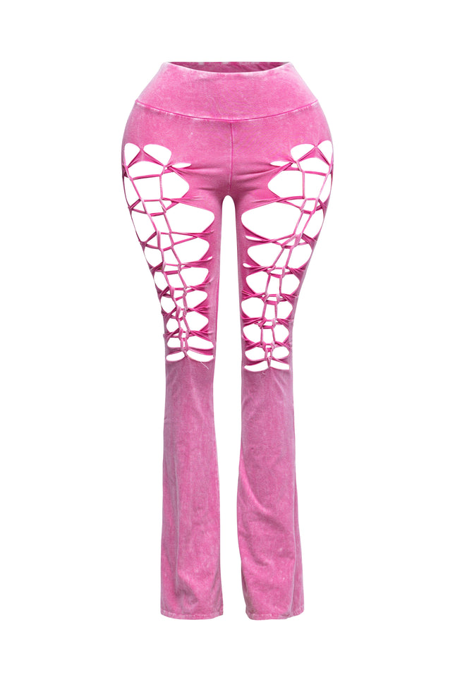 CUT AND TIE MINERAL WASH FLARED PANTS - Muvin 