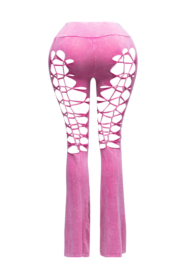 CUT AND TIE MINERAL WASH FLARED PANTS - Muvin 