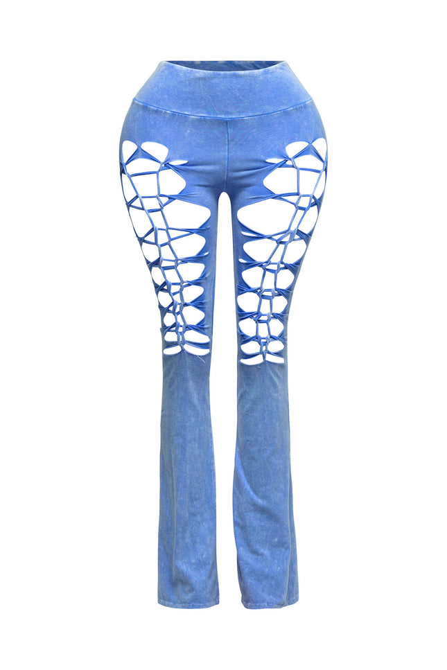 CUT AND TIE MINERAL WASH FLARED PANTS - Muvin 