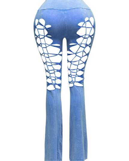CUT AND TIE MINERAL WASH FLARED PANTS - Muvin 