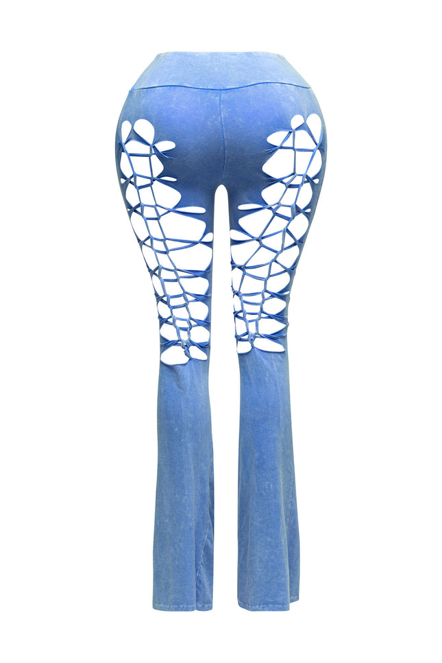 CUT AND TIE MINERAL WASH FLARED PANTS - Muvin 