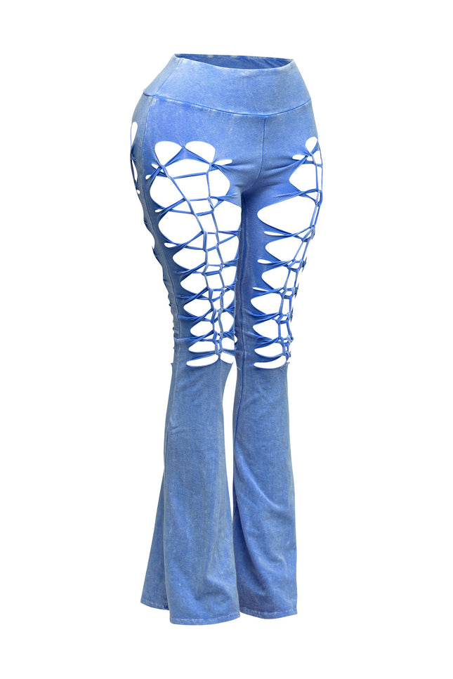 CUT AND TIE MINERAL WASH FLARED PANTS - Muvin 