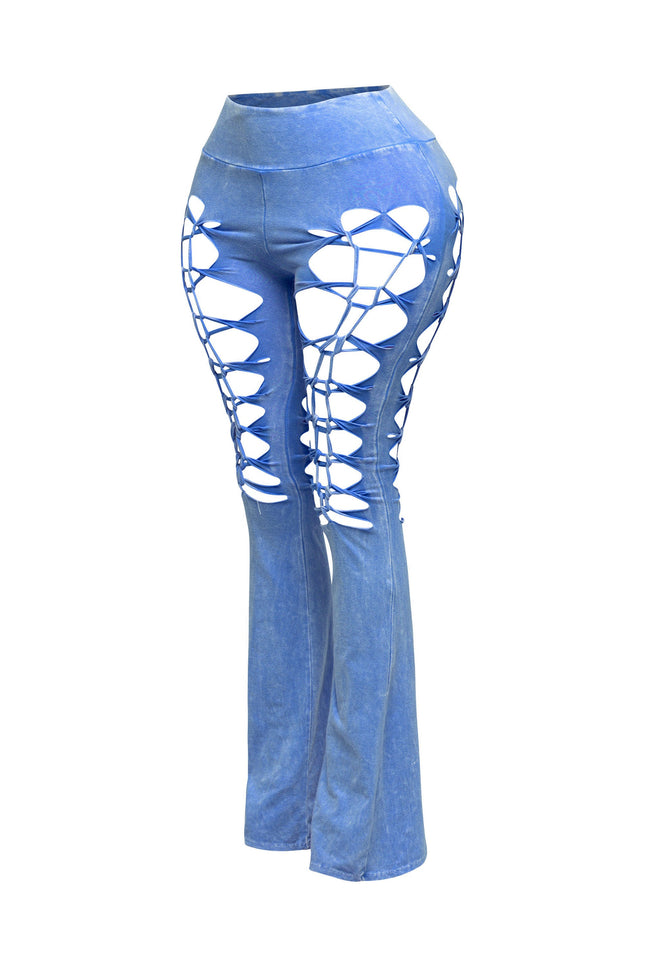 CUT AND TIE MINERAL WASH FLARED PANTS - Muvin 