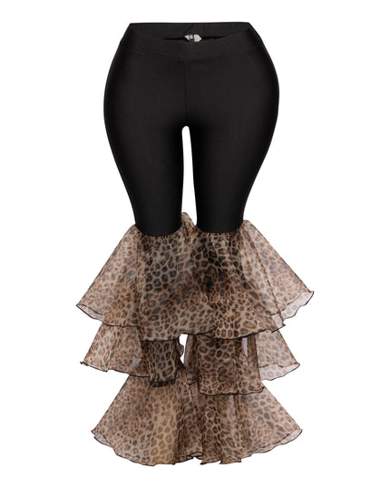 Leopard ruffled leg leggings - Muvin 