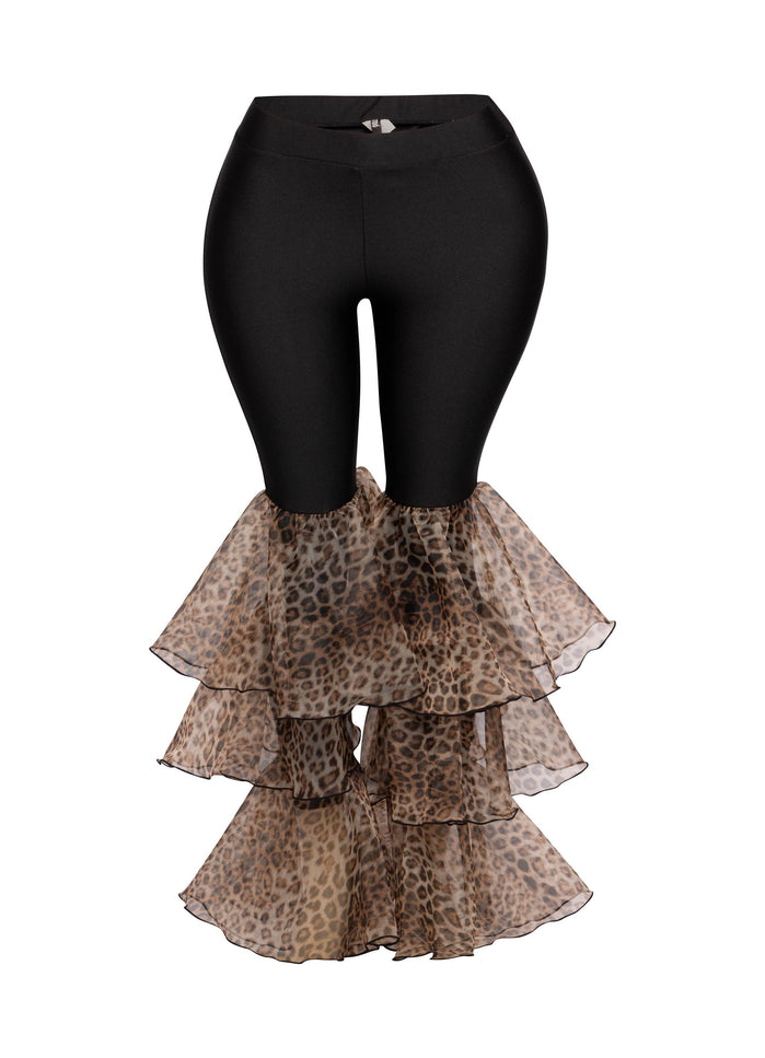Leopard ruffled leg leggings - Muvin 