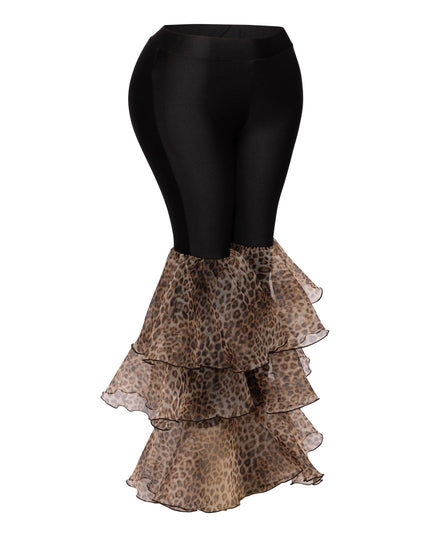 Leopard ruffled leg leggings - Muvin 