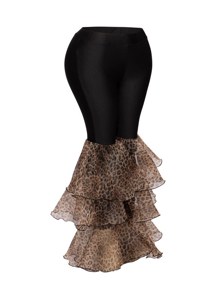 Leopard ruffled leg leggings - Muvin 