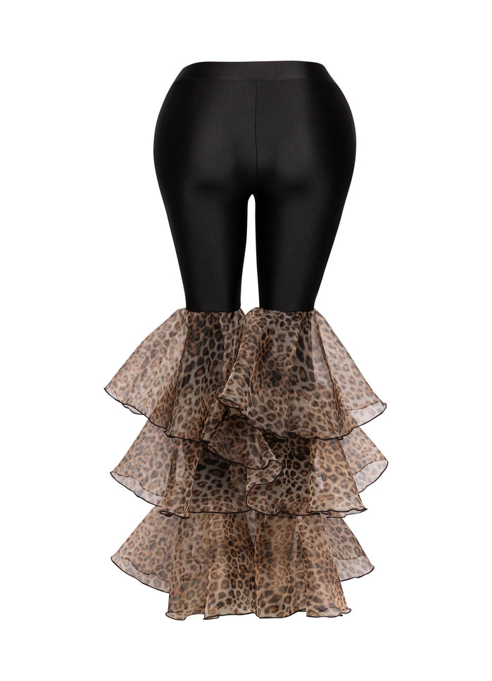 Leopard ruffled leg leggings - Muvin 