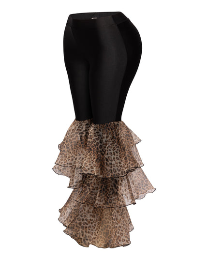 Leopard ruffled leg leggings - Muvin 