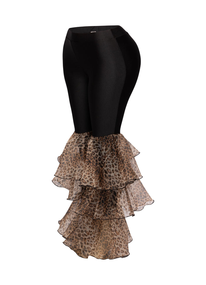 Leopard ruffled leg leggings - Muvin 