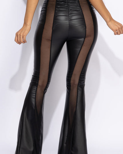 Mesh detailed flared pants - Muvin 