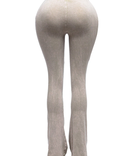 Mineral washed ruched rise flare pant - Muvin 