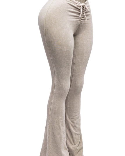 Mineral washed ruched rise flare pant - Muvin 