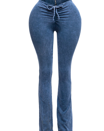 Mineral washed ruched rise flare pant - Muvin 