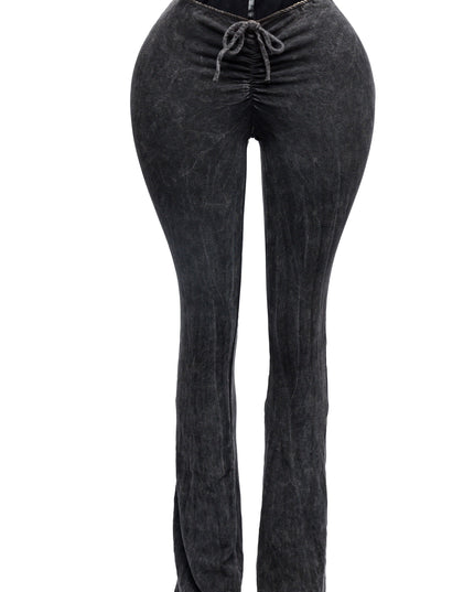 Mineral washed ruched rise flare pant - Muvin 