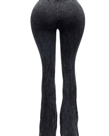Mineral washed ruched rise flare pant - Muvin 