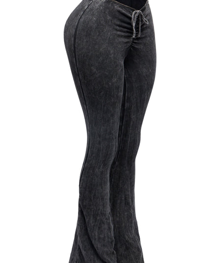 Mineral washed ruched rise flare pant - Muvin 