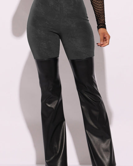 PU color block pants - Muvin 